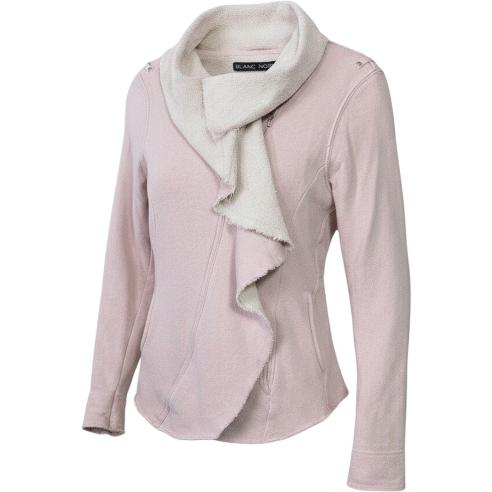 M‎ Blanc Noir Powder Pink Drape Front Zip Jacket 100% Cotton Soft Girl Woman